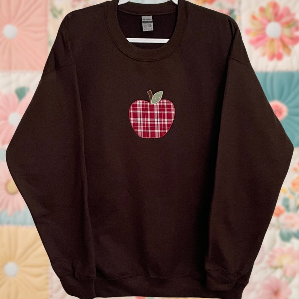 Apple Patchwork Sweatshirt Large Chocolate Brown … - image 1